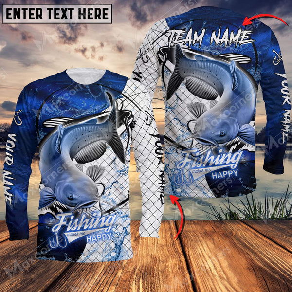 Maxcorne Catfish Fishing Blue Water Sport Jersey Style Personalized 3D Long Sleeve Shirt