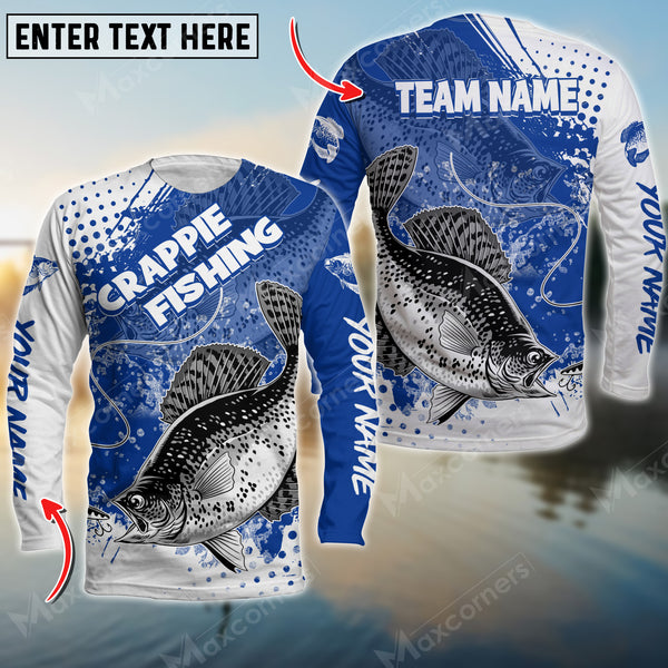 Maxcorner Crappie Fishing Blue Art Sport Jersey Style Personalized 3D Long Sleeve Shirt