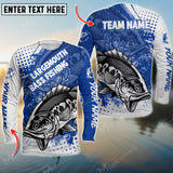 Maxcorner Large Mouth Bass Fishing Blue Art Sport Jersey Style Personalized 3D Long Sleeve Shirt