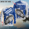 Maxcorner Fishing Blue Art Sport Jersey Style Personalized 3D Long Sleeve Shirt (8 Fish Species)