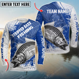 Maxcorner Stripped Bass Fishing Blue Art Sport Jersey Style Personalized 3D Long Sleeve Shirt