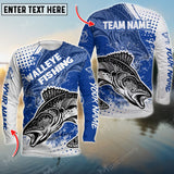 Maxcorner Walleye Fishing Blue Art Sport Jersey Style Personalized 3D Long Sleeve Shirt