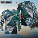 Maxcorne Salmon Fishing Blue Wave  Personalized 3D Long Sleeve Shirt