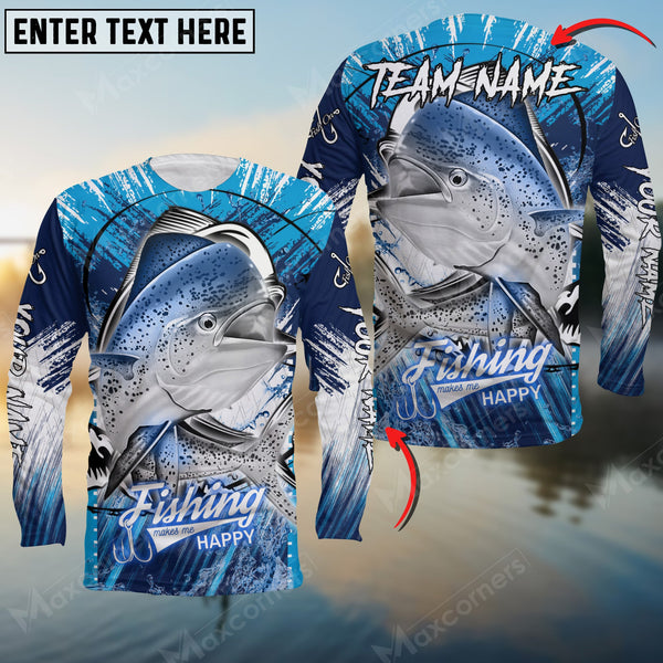 Maxcorners Mahi-Mahi Fishing Blue Jersey Sport Pattern Sun Protection Personalized Name Team Name 3D Shirts