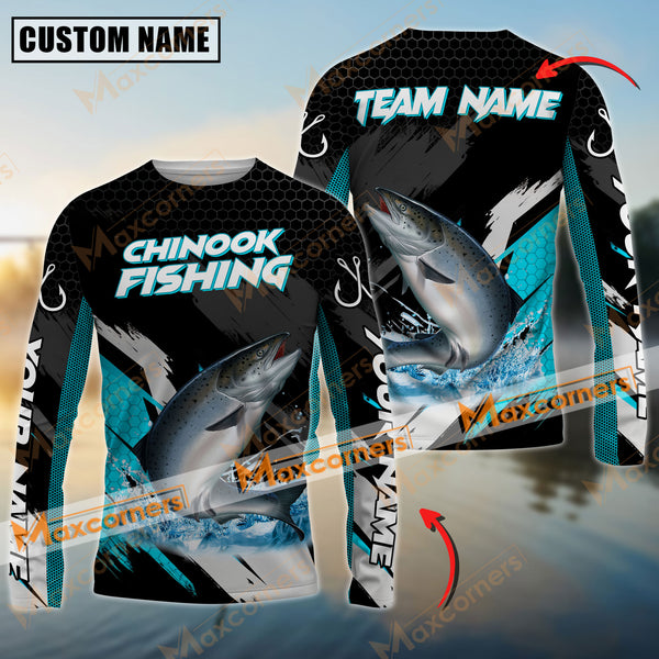 Maxcorner Chinook Fishing Water Blue Jersey Sun Protection Personalized Name And Team Name Long Sweat Shirt