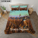 Maxcorners Deer Hunting Blue Sky Custom Name 3D All Over Printed Bedding Set