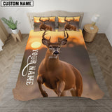 Maxcorners Deer Hunting Sunset Custom Name 3D All Over Printed Bedding Set