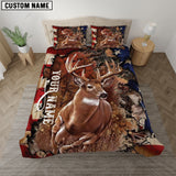 Maxcorners Deer Hunting USA Flag Custom Name 3D All Over Printed Bedding Set