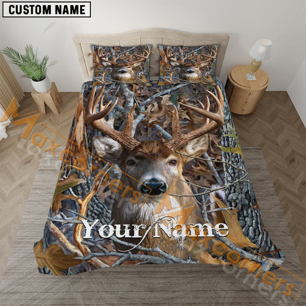 Maxcorners Deer Hunting Custom Name All Over Printed Bedding Set 3D