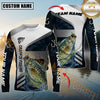 Maxcorners Fishing Blue Deep Wave Hook Personalized Name, Team Name Long Sleeve Shirt (8 Fish Species)