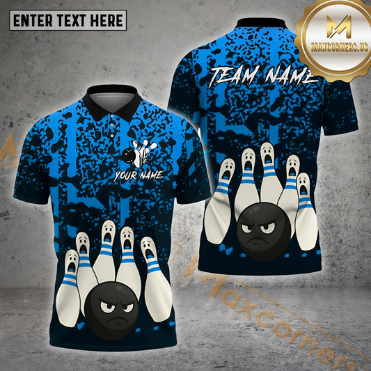 Maxcorners Bowling Black Ball Fury Multicolor Options Personalized Name, Team Name 3D Shirt (4 Colors)