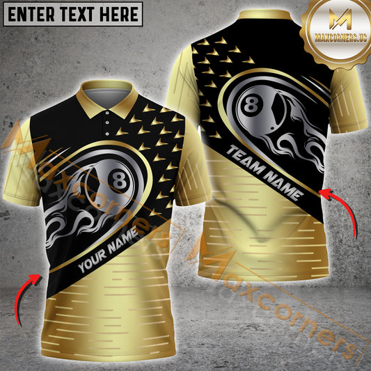 Maxcorners Billiard Silver Fire 8 Ball Multicolor Customized Name, Team Name 3D Shirts (4 Colors)