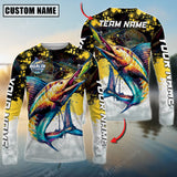 Maxcorners Marlin Fishing Yellow White Jersey Sport Pattern Sun Protection Personalized Name Team Name 3D Shirts