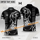 Maxcorners Bowling & Pins Flame Premium Pattern Multicolor Option Customized Name, Team Name 3D Polo Shirt (4 Colors)