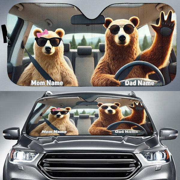 Maxcorners Couple Bear Custom Name Car Auto Sun Shade