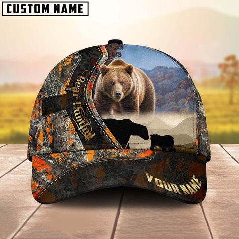 Maxcorners Bear Hunting Orange Camouflage Multicolor Personalized Name 3D Cap