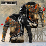 Maxcorners Leather Pattern Elk Hunting Custom Name Shirt 3D All Over Printed Clothes