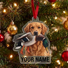 Maxcorners Golden Retriever Duck Hunting Personalized Name Ornament And Keychain Custom Gift For Hunters 2D Flat