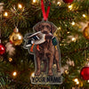 Maxcorners Chocolate Labrador Hunting Dog With Mallard Duck Personalized Name Ornament And Keychain Custom Gift For Hunters 2D Flat