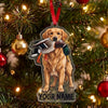 Maxcorners Golden Retriever Hunting Dog With Mallard Duck Personalized Name Ornament And Keychain Custom Gift For Hunters 2D Flat