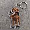 Maxcorners Chesapeake Bay Retriever Hunting Dog With Mallard Duck Personalized Name Ornament And Keychain Custom Gift For Hunters 2D Flat