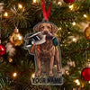 Maxcorners Chesapeake Bay Retriever Hunting Dog With Mallard Duck Personalized Name Ornament And Keychain Custom Gift For Hunters 2D Flat