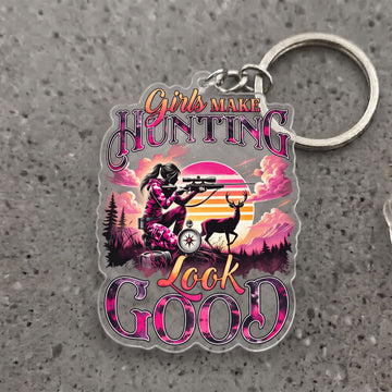 Maxcorners Girls Deer Hunting Pink Camo Hunter Girls Make Hunting Look Good Ornament And Keychain Custom Gift For Hunters 2D Flat