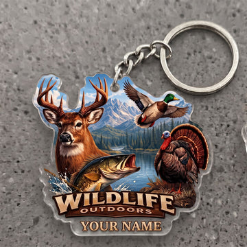 Maxcorners Wildlife Hunting Mountain Personalized Name Ornament And Keychain Custom Gift For Hunters 2D Flat