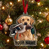 Maxcorners Yellow Labrador Duck Hunting Personalized Name Ornament And Keychain Custom Gift For Hunters 2D Flat