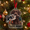 Maxcorners Chocolate Labrador Duck Hunting Personalized Name Ornament And Keychain Custom Gift For Hunters 2D Flat