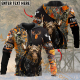 Maxcorners Moose Hunting Orange Camo Pattern Reaper Custom Name Shirt 3D All Over Printed Clothes