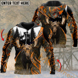 Maxcorners Moose Hunting Orange Camouflage Black Forest Pattern Custom Name Shirt 3D All Over Printed Clothes