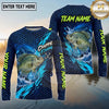 (13 Breeds) Maxcorners Fishing Big Catch Fish Water Splash Hexagon Pattern Electric Blue Lime Green Custom Team Name Personalized Name 3D Long Sleeve Shirt
