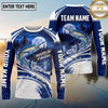 (13 Breeds) Maxcorners Fishing Night Full Moon Forest Reflection Blue White Swirls Fish Scale Texture Custom Team Name Personalized Name 3D Long Sleeve Shirt