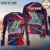 (13 Breeds) Maxcorners Fishing Sunset Water Reflection Racing Stripes Red Navy Blue Fish Scale Pattern Custom Team Name Personalized Name 3D Long Sleeve Shirt