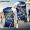 (13 Breeds) Maxcorners Fishing Pine Forest Night Reflection White Fish Scale Texture Blue Panels Custom Team Name Personalized Name 3D Long Sleeve Shirt
