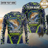 (13 Breeds) Maxcorners Fishing Forest Crest Badge Digital Camo Navy Blue Lime Green Topographic Lines Custom Team Name Personalized Name 3D Long Sleeve Shirt
