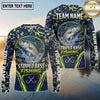 (13 Breeds) Maxcorners Fishing Forest Crest Badge Digital Camo Navy Blue Lime Green Topographic Lines Custom Team Name Personalized Name 3D Long Sleeve Shirt