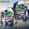 (13 Breeds) Maxcorners Fishing Great Wave Water Splash Navy Blue White Swirls Hexagon Mesh Custom Team Name Personalized Name 3D Long Sleeve Shirt