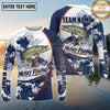 (13 Breeds) Maxcorners Fishing Great Wave Water Splash Navy Blue White Swirls Hexagon Mesh Custom Team Name Personalized Name 3D Long Sleeve Shirt