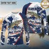 (13 Breeds) Maxcorners Fishing Great Wave Water Splash Navy Blue White Swirls Hexagon Mesh Custom Team Name Personalized Name 3D Long Sleeve Shirt