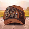 Maxcorners Dog Hunting and Pheasant Bird Hunting Stitched Leather Pattern Personalized Name 3D Cap