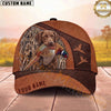 Maxcorners Dog Hunting and Pheasant Bird Hunting Stitched Leather Pattern Personalized Name 3D Cap
