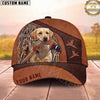 Maxcorners Dog Hunting and Pheasant Bird Hunting Stitched Leather Pattern Personalized Name 3D Cap
