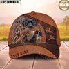 Maxcorners Dog Hunting and Pheasant Bird Hunting Stitched Leather Pattern Personalized Name 3D Cap