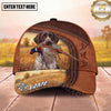 Maxcorners Dog Hunting and Pheasant Hunting Golden Wheat Field Leather Personalized Name 3D Cap