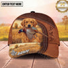 Maxcorners Dog Hunting and Pheasant Hunting Golden Wheat Field Leather Personalized Name 3D Cap