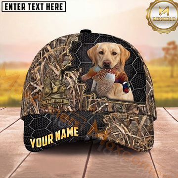 Maxcorners Pheasant Hunting Honeycomb Camo Badge Personalized Name 3D Cap