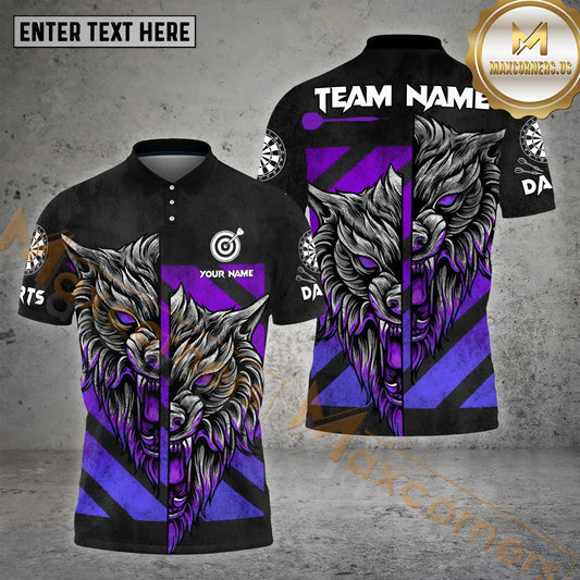 Maxcorners Retro Darts Wolf Premium Multicolor Options Personalized Name, Team Name 3D Shirt (4 Colors)
