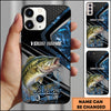 Maxcorners Fishing Blue Smoke Splash Tech Style Personalized Name Phone Case (10 Fish Species)